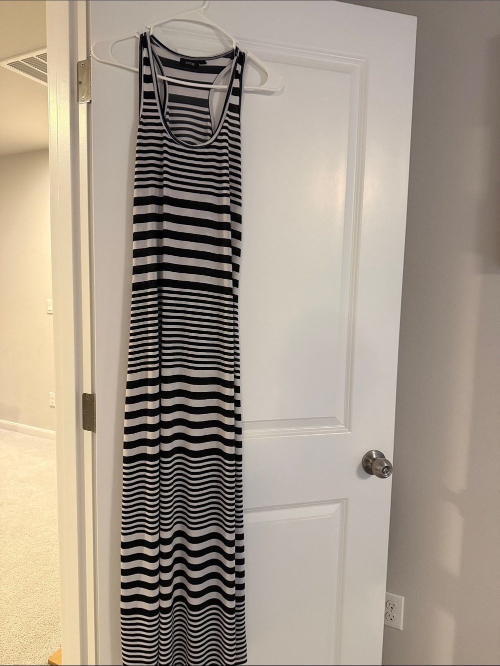 Apt. 9 Black and White Striped Racerback Maxi Dress